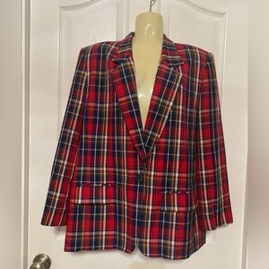 Pendleton RED PLAID BLAZER PendletonTartan Made in USA Vintage M/L Christmas